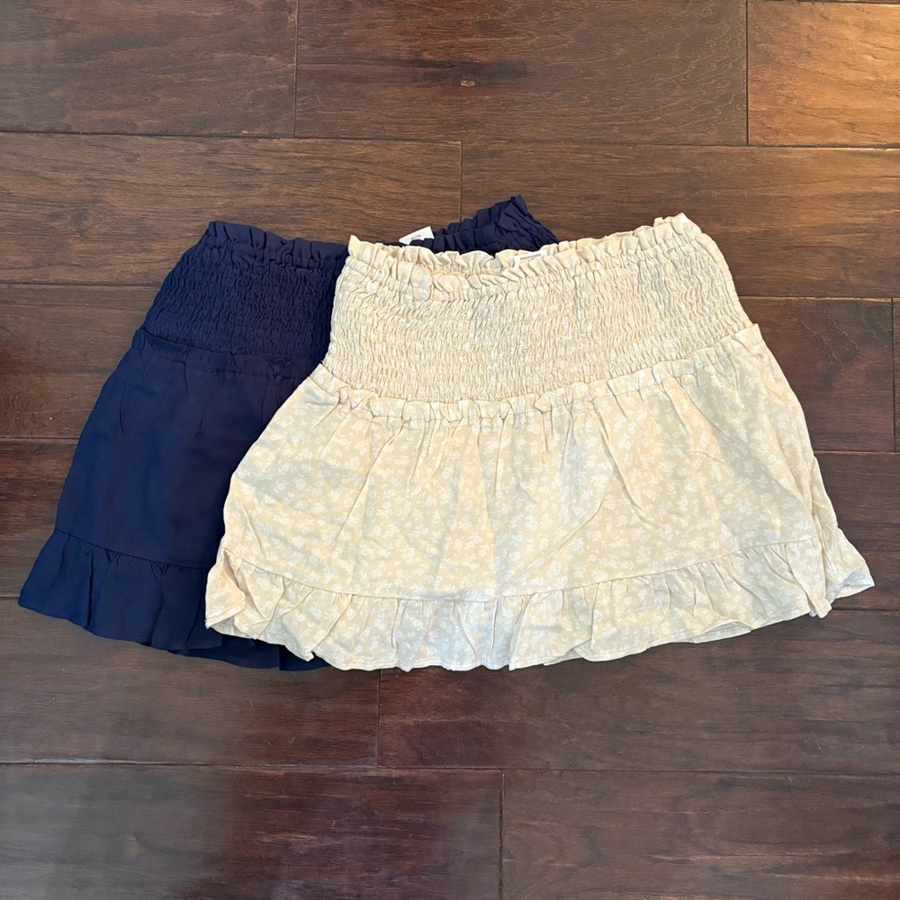 Wonder Nation Cream Bubble Mini Skirt Smocked Ruffled Casual